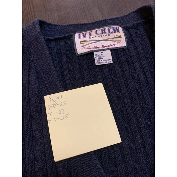 Vintage Ivy Crew Classics Cotton Grandpa Cardigan Sweater Vest XL Blue Dad - Picture 9 of 9